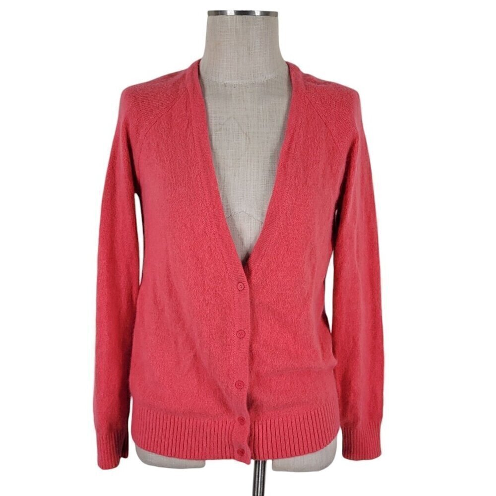 Gap V Neck Button Cardigan Women Size M Angora Rabbit Hair Blend Colorblock - Picture 2 of 12